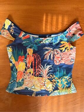 Women’s Floral Tiger Print Off-Shoulder Top